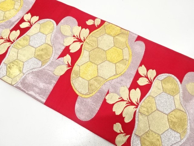 JAPANESE KIMONO / ANTIQUE FUKURO OBI / SILK / WOVEN ABSTRACT PAULOWNIA & KIKKO